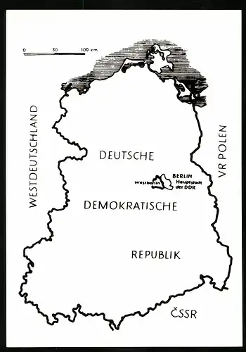 Fotografie unbekannter Fotograf und Ort, Grenzkarte der DDR Grenze mit besonderer politischer Einheit Westberlin