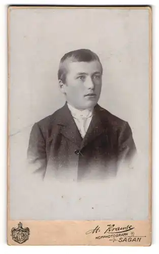 Fotografie Max Krause, Sagan, Friedrich Wilhelmstr. 3-4, Junger Herr im Anzug mit Krawatte