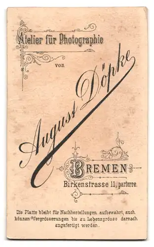 Fotografie August Döpke, Bremen, Birkenstr. 11, Kleines Mädchen im weissen Kleid