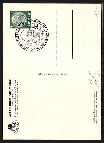 Künstler-AK Konstanz a. Bodensee, Zeppelinpost-Ausstellung, Graf von Zeppelin als General der Kavallerie, Ganzsache
