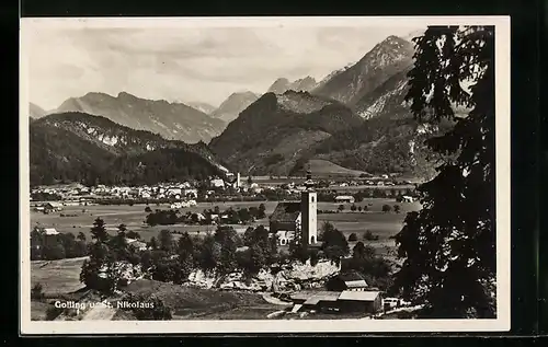 AK Golling, Ortsansicht mit St. Nikolaus