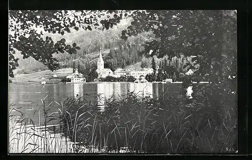 AK Ossiach am See, Ortsansicht mit Kirche