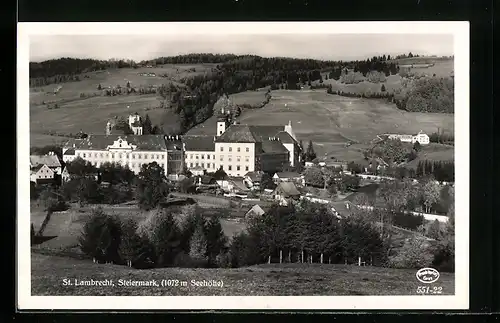 AK St. Lambrecht, Ortsansicht aus der Vogelschau