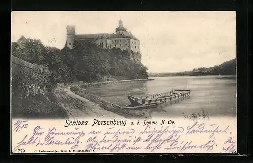 AK Persenbeug a. d. Donau, Schloss mit Boot