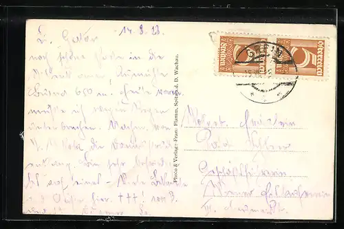 AK Grein, Ortsansicht mit Dampfern