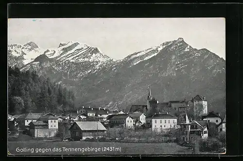 AK Golling, Ortsansicht gegen das Tennengebirge