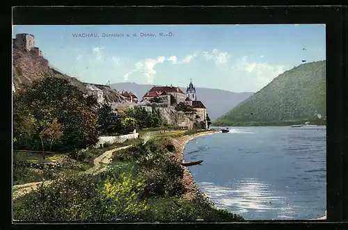 AK Dürnstein / Donau, Blick zum Ort