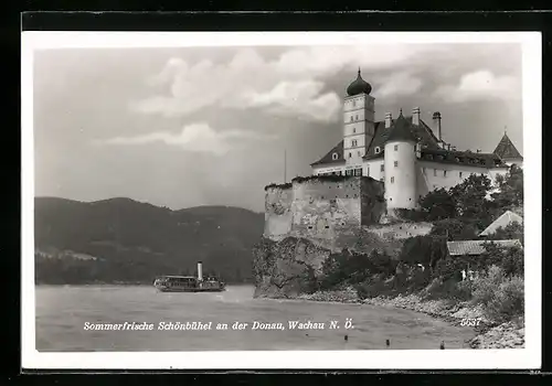 AK Schönbühel a.d. Donau, Dampfschiff auf der Donau vor dem Schloss