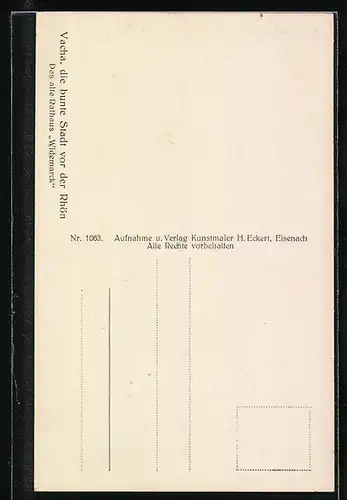 AK Vacha, Altes Rathaus Widemarck, Brunnen