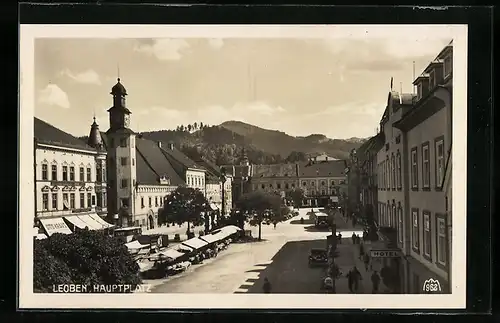 AK Leoben, Hauptplatz aus der Vogelschau
