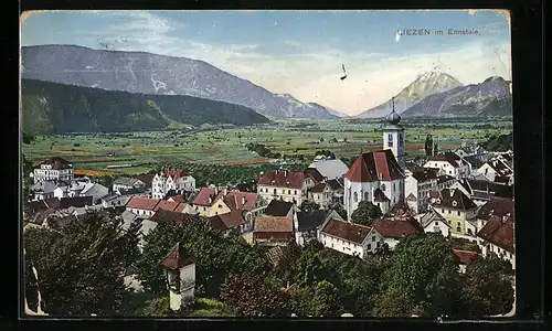 AK Liezen im Ennstale, Ortsansicht mit Kirche