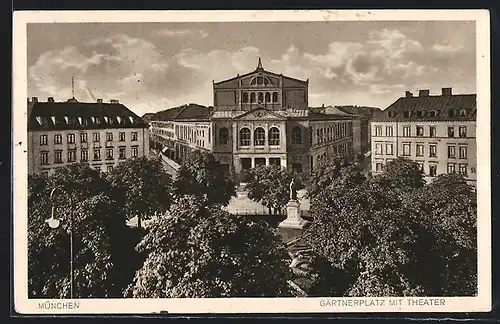AK München, Gärtnerplatz mit Theater