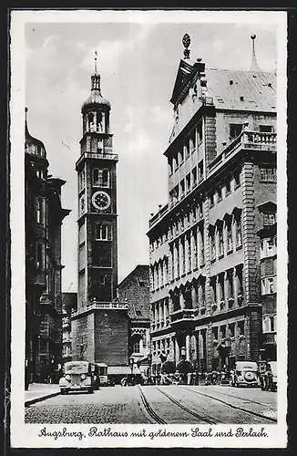 AK Augsburg, Rathaus mit goldenem Saal und Perlach