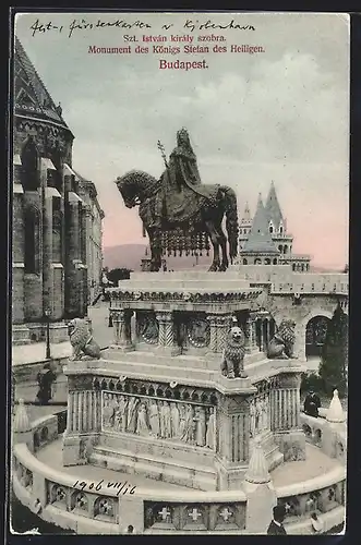 AK Budapest, Monument des Königs Stefan des Heiligen