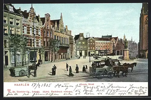 AK Haarlem, Groote Markt, Strassenbahn