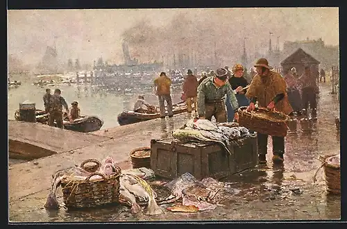 AK Fischmarkt am Y bei Amsterdam, Fischer