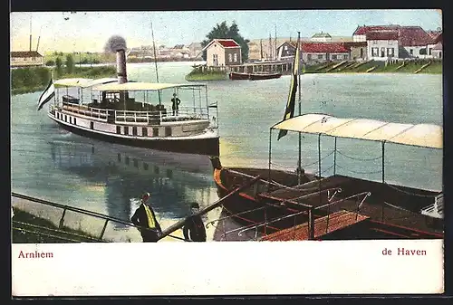AK Arnhem, de Haven, Dampfschiff