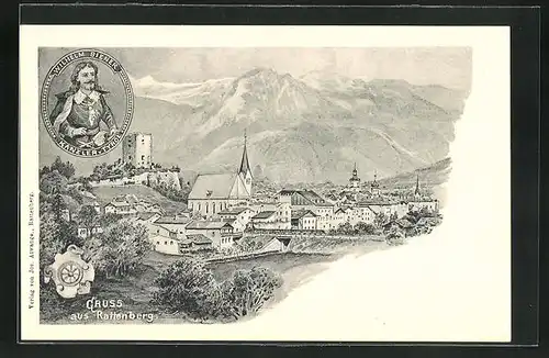 AK Rattenberg, Panoramablick auf die Ortschaft, Wilhelm Biener