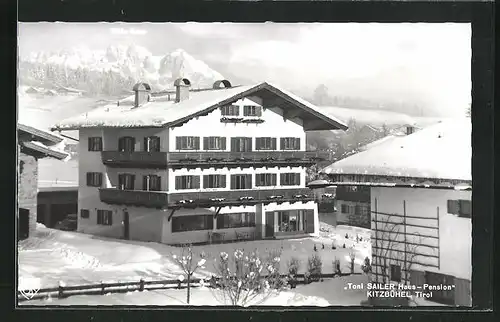 AK Kitzbühel, Blick zur Pension Toni Sailer im Winter