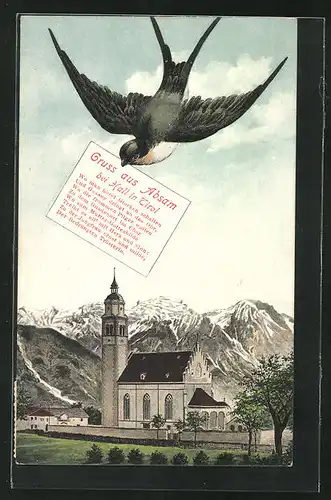 AK Absam, Wallfahrtskirche mit Schwalbe