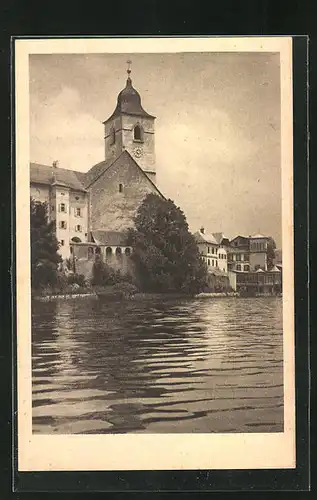 AK St. Wolfgang, Teilansicht mit Kirche