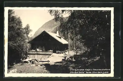AK Umhausen, Café u. Jausenstation Stuböbele beim Stuibenfall