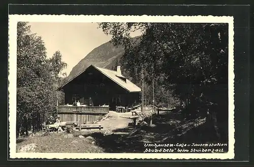 AK Umhausen, Café u. Jausenstation Stuböbele beim Stuibenfall