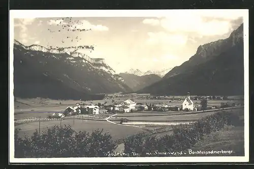 AK Waidring, Ortsansicht mit Sonnenwand und Berchtesgadnerberge