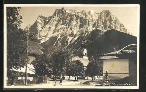 AK Ehrwald, Ortspartie mit Wetterstein