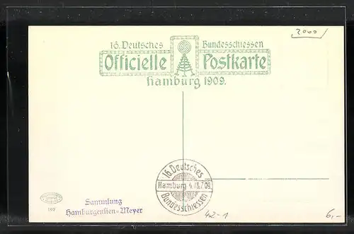 AK Hamburg, 16. Deutsches Bundesschiessen 1909, Blick in den Ehrenhof