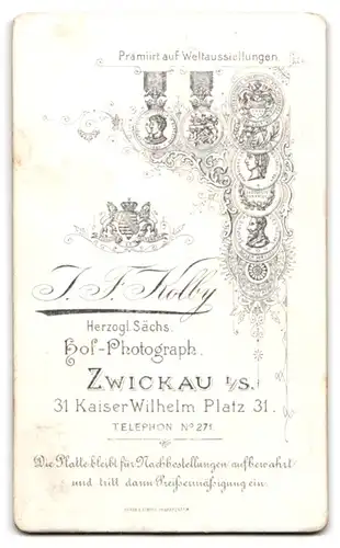 Fotografie J. F. Kolby, Zwickau i. Sa., Portrait blonder frecher Bube in Fliege und Jackett