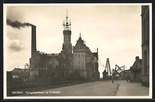 AK Bremen, Blick auf das Navigationshaus im Freihafen