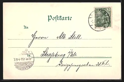 Lithographie Hersfeld, Rathhaus, Stiftsruine und Kriegsschule