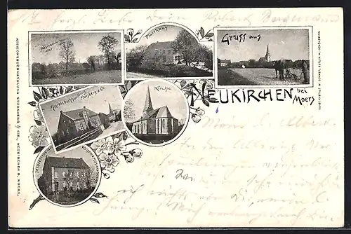 AK Neukirchen, Missionsbuchhandlung Sturzberg, Kirche, Pfarrhaus
