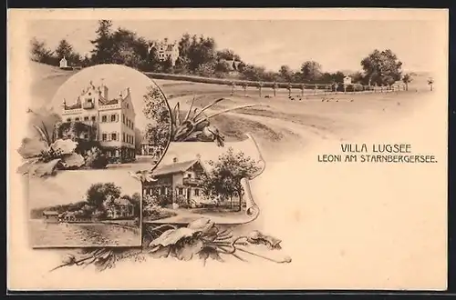 AK Leoni /Starnberger See, Ansichten der Villa Lugsee