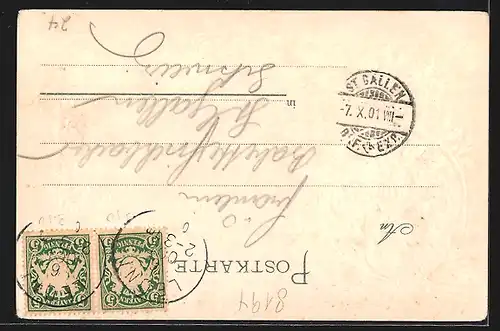 Lithographie Leoni a. Starnbergersee, Ortsansicht aus der Vogelschau, Wappen