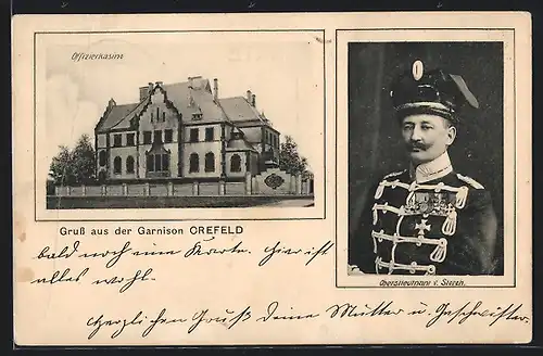 AK Crefeld, Gruss aus der Garnison, Offizierkasino, Oberleutnant von Storch