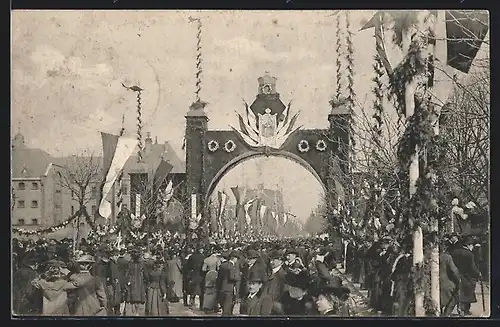 AK Crefeld, Zur Erinnerung an den Besuch des Deutschen Kaisers Wilhelm II. am 2. April 1906