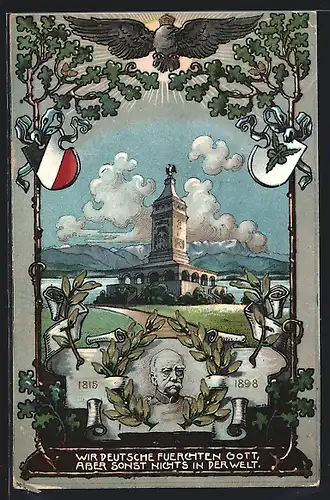 Künstler-AK Berg b. Starnberg, Bismarckturm am Starnbergersee