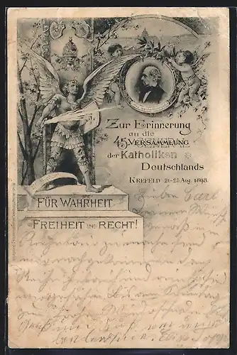 Lithographie Krefeld, 45. Versammlung der Katholiken Deutschlands 1898