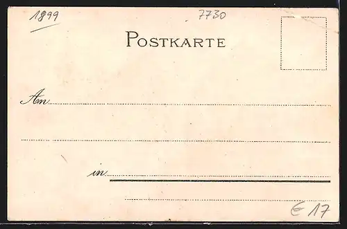 Künstler-AK Villingen, Rathaus und Münster