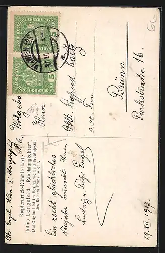 AK Schornsteinfeger mit Zigarette im Mund, Prosit Neujahr