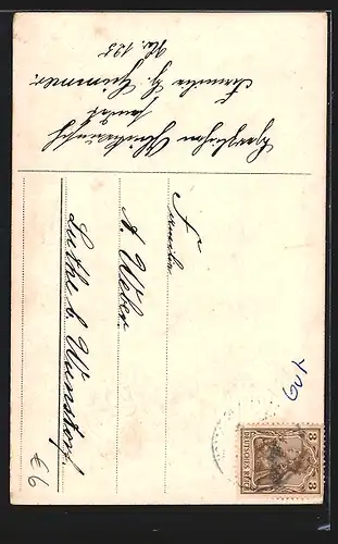 AK Engel mit Zupfinstrument, Segenswunsch zur Konfirmation