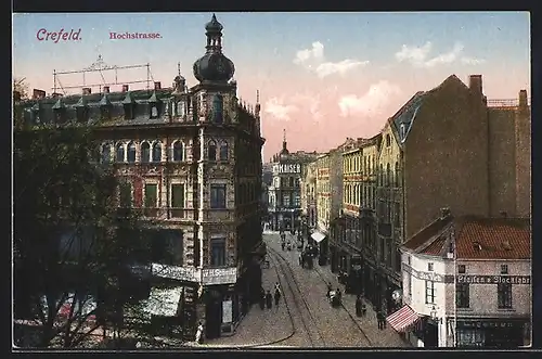 AK Crefeld, Blick auf Hochstrasse