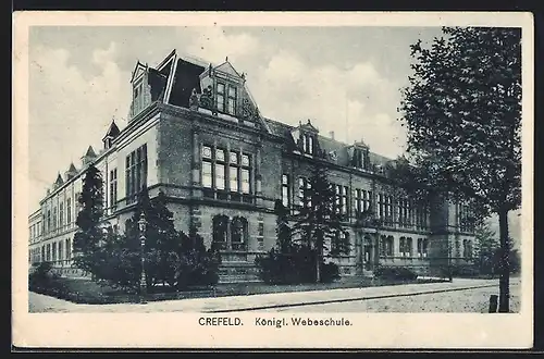 AK Crefeld, Strassenpartie mit Königl. Webeschule