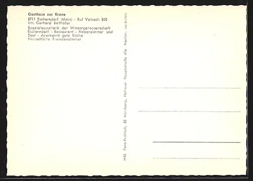 AK Escherndorf / Main, Gasthaus zur Krone, Ortsansicht mit Kirche