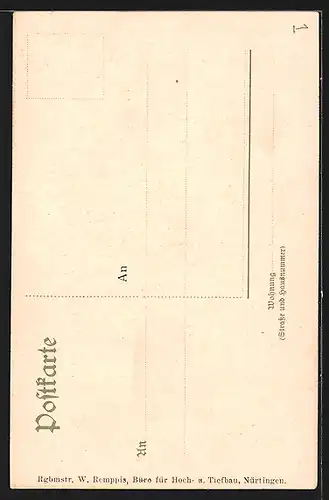 Künstler-AK Nürtingen, Strassenpartie mit Gebäudeansicht