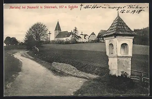 AK Mariahof b. Neumarkt, Blick zum Ort mit Kirche