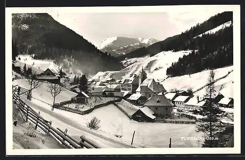 AK Turrach, Gesamtansicht der Ortschaft im Schnee