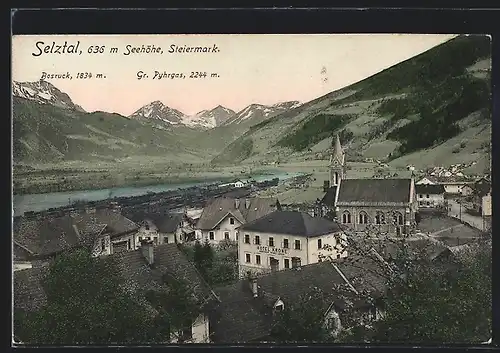 AK Selztal, Totalansicht aus der Vogelschau, Hotel Krone